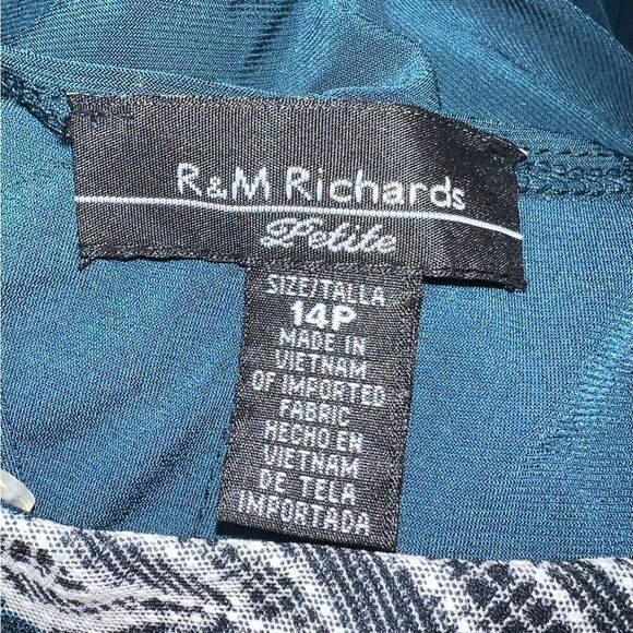 R&M Richards Womens Petite Teal Sleeveless Dress With Necklace 14P NWT NWD - Picture 8 of 11